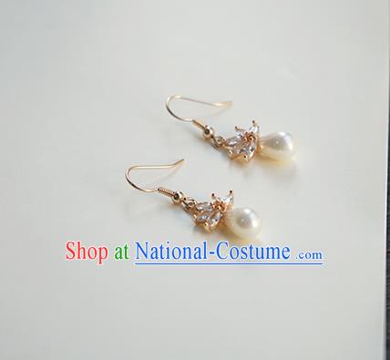 Handmade Chinese Crystal Ear Accessories Ancient Women Hanfu Classical Pearl Earrings