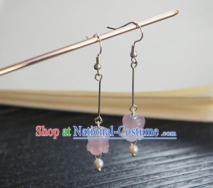 Handmade Chinese Ear Accessories Ancient Women Hanfu Classical Pink Convallaria Earrings