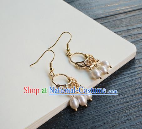 Handmade Chinese Ear Accessories Ancient Women Hanfu Eardrop Classical Cheongsam Pearls Tassel Earrings