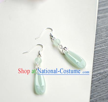 Handmade Chinese Green Flower Petal Ear Accessories Ancient Women Hanfu Classical Cheongsam Earrings