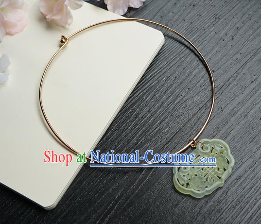 Chinese Handmade Hanfu Jade Pendant Necklace Classical Jewelry Accessories Ancient Princess Necklet for Women