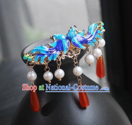 Chinese Classical Cloisonne Phoenix Hair Claw Hair Accessories Handmade Ancient Hanfu Hairpin for Women