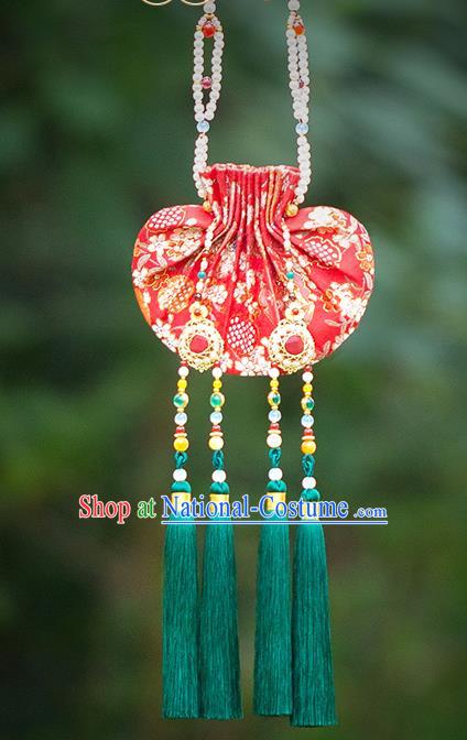 Chinese Classical Waist Accessories Ancient Princess Hanfu Green Tassel Sachet Pendant