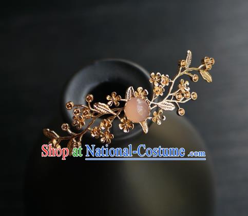 Chinese Classical Golden Plum Blossom Hair Clip Hair Accessories Handmade Ancient Hanfu Hairpin for Women