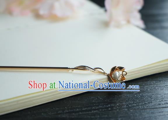 Chinese Classical Golden Flower Hair Clip Hair Accessories Handmade Ancient Jin Dynasty Hanfu Hairpin for Women