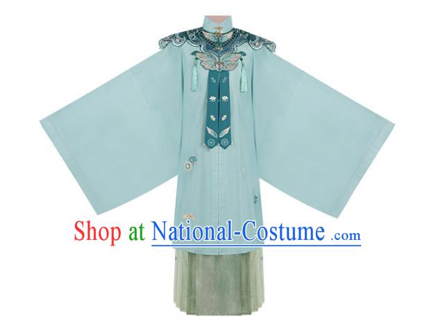 Chinese Ancient Young Female Long Gown and Skirt Traditional Ming Dynasty Hanfu Apparels Historical Costumes Full Set