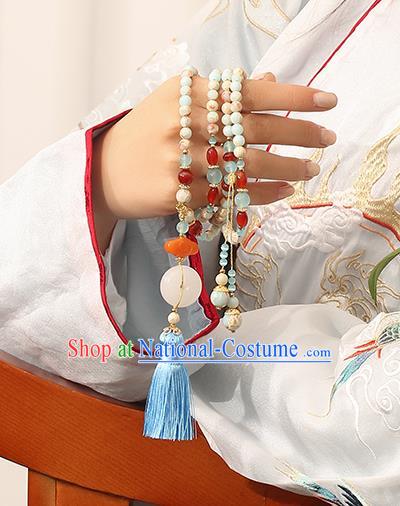 Chinese Handmade Hanfu Beads Bracelet Classical Jewelry Accessories Jade Tassel Bangle for Women