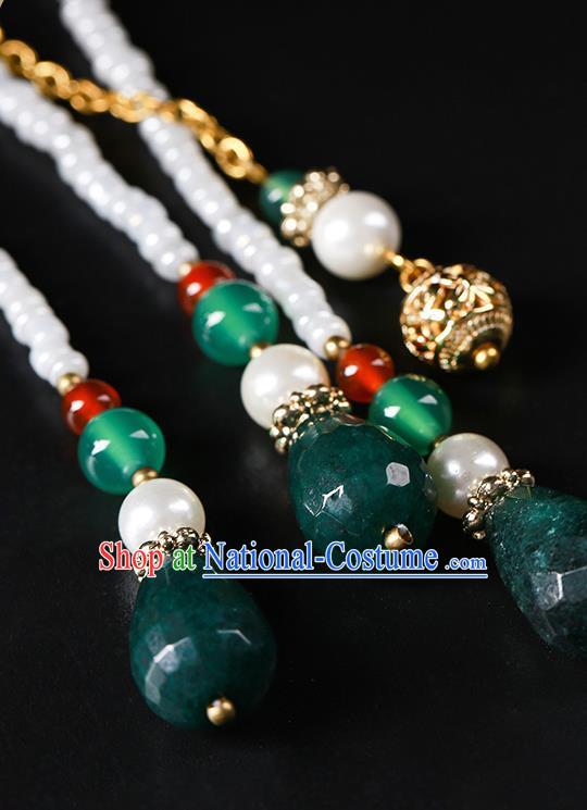 Chinese Classical Jade Carving Waist Accessories Ancient Princess Hanfu Beads Tassel Belt Pendant