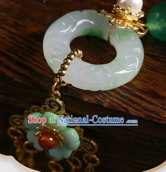 Chinese Classical Jade Carving Waist Accessories Ancient Princess Hanfu Beads Tassel Belt Pendant