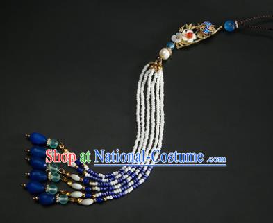 Chinese Classical Blueing Waist Accessories Ancient Princess Hanfu Pearls Tassel Belt Pendant