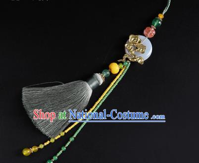 Chinese Classical Hanfu Green Tassel Waist Accessories Ancient Princess Jade Belt Pendant