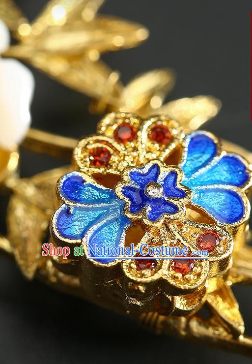 Chinese Classical Hanfu Golden Bamboo Leaf Waist Accessories Ancient Princess Beads Tassel Belt Pendant