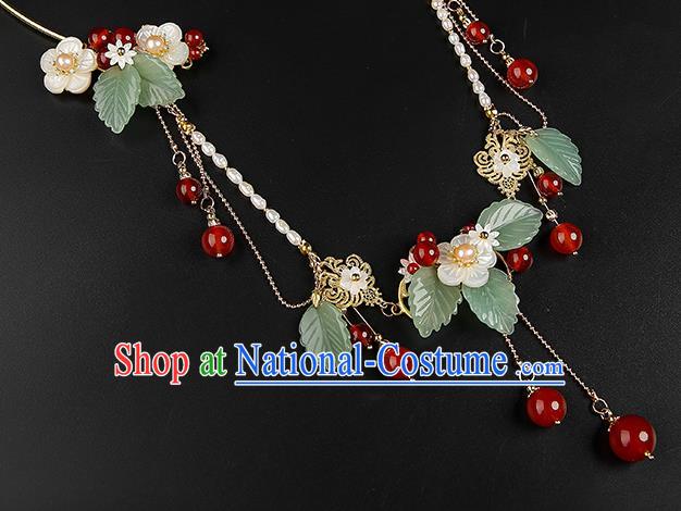 Chinese Handmade Red Beads Tassel Necklet Classical Jewelry Accessories Ancient Hanfu Pearls Necklace for Women