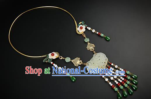 Chinese Handmade Song Dynasty Jade Necklet Classical Jewelry Accessories Ancient Hanfu Beads Tassel Necklace for Women