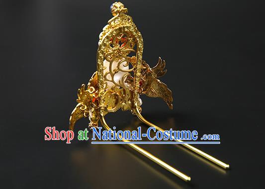 Chinese Classical Qing Dynasty Blueing Cranes Hair Crown Hanfu Hair Accessories Handmade Ancient Empress Pearls Hairpins for Women