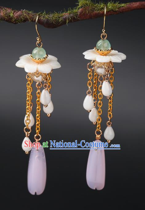 Handmade Chinese Ear Accessories Classical Eardrop Ancient Women Hanfu Flowers Tassel Earrings