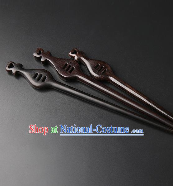 Chinese Classical Ebony Hair Clip Hanfu Hair Accessories Handmade Ancient Princess Wood Hairpins for Women