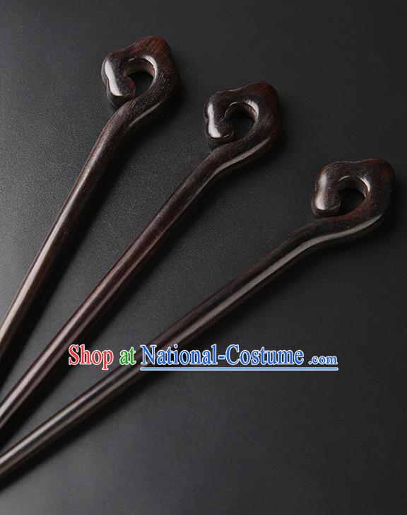 Chinese Classical Ebony Hair Clip Hanfu Hair Accessories Handmade Ancient Princess Wood Hairpins for Women