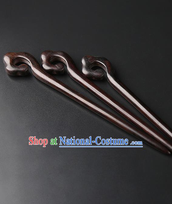 Chinese Classical Ebony Hair Clip Hanfu Hair Accessories Handmade Ancient Princess Wood Hairpins for Women