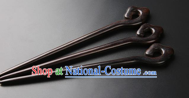 Chinese Classical Ebony Hair Clip Hanfu Hair Accessories Handmade Ancient Princess Wood Hairpins for Women