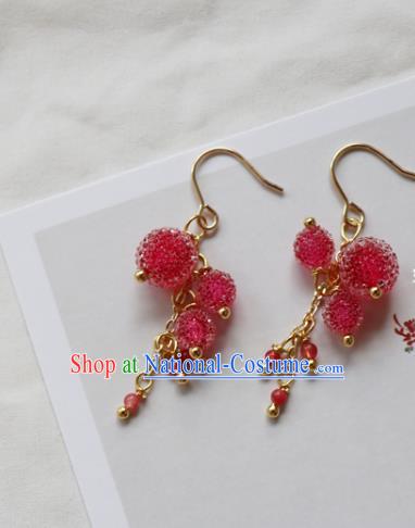 Handmade Chinese Ear Accessories Classical Eardrop Ancient Women Hanfu Waxberry Earrings