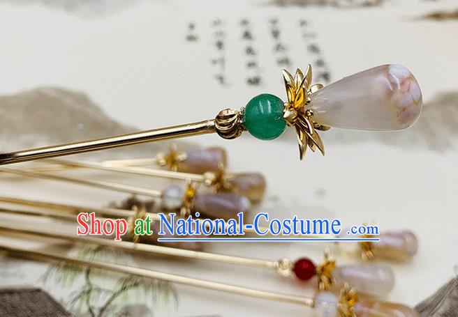 Chinese Classical Tang Dynasty Hair Clip Hanfu Hair Accessories Handmade Ancient Princess Stone Hairpin for Women