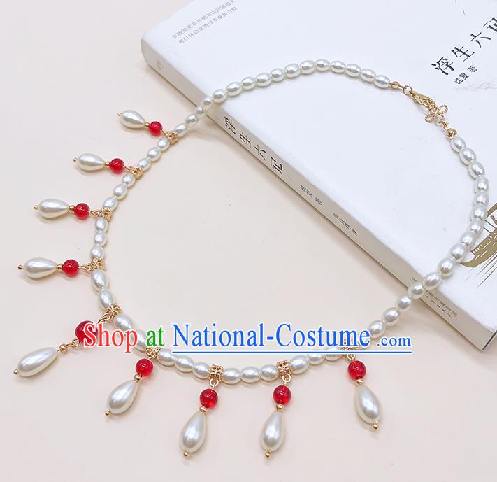 Chinese Classical Hair Clasp Women Hanfu Hair Accessories Handmade Ancient Princess Red Beads Eyebrows Pendant