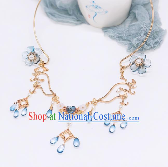 Chinese Handmade Ming Dynasty Necklet Classical Jewelry Accessories Ancient Hanfu Tassel Necklace for Women