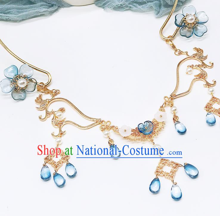 Chinese Handmade Ming Dynasty Necklet Classical Jewelry Accessories Ancient Hanfu Tassel Necklace for Women