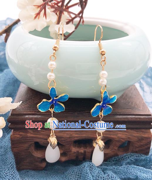 Handmade Chinese Classical Cloisonne Ear Accessories Eardrop Ancient Ming Dynasty Court Women Hanfu Earrings