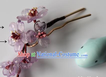 Chinese Classical Song Dynasty Hair Clip Hanfu Hair Accessories Handmade Ancient Princess Purple Sakura Hairpins for Women