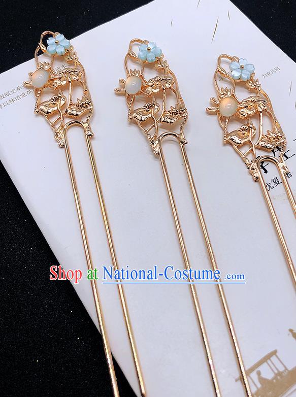 Chinese Classical Dragonfly Hair Clip Women Hanfu Hair Accessories Handmade Ancient Ming Dynasty Princess Blue Sakura Hairpins