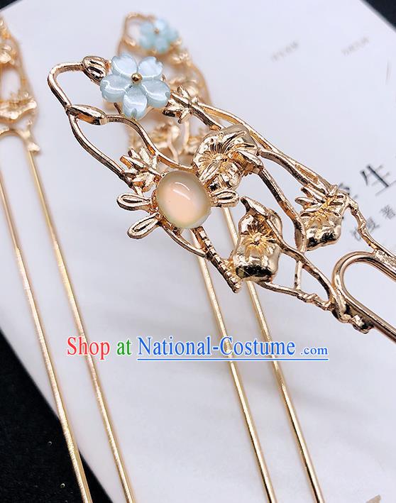 Chinese Classical Dragonfly Hair Clip Women Hanfu Hair Accessories Handmade Ancient Ming Dynasty Princess Blue Sakura Hairpins