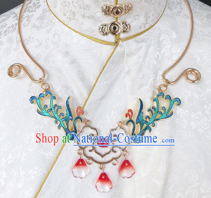 Chinese Handmade Ming Dynasty Cloisonne Phoenix Necklet Classical Jewelry Accessories Ancient Hanfu Necklace for Women