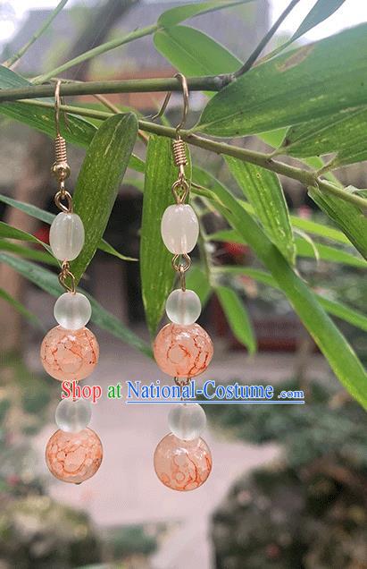 Handmade Chinese Orange Beads Ear Accessories Classical Eardrop Ancient Women Hanfu Earrings