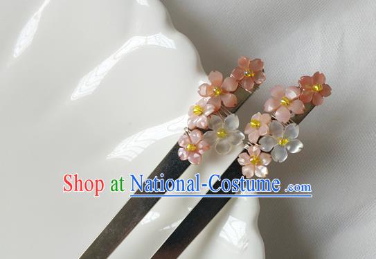 Chinese Classical Sakura Hair Clip Hanfu Hair Accessories Handmade Ancient Princess Shell Flowers Hairpins for Women