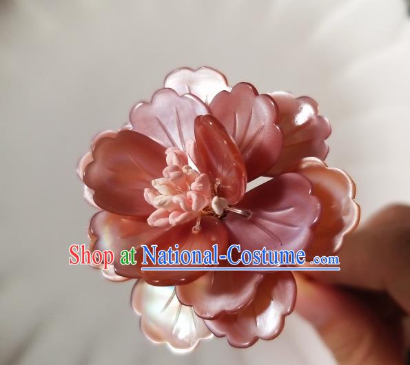 Chinese Classical Shell Peony Hair Clip Hanfu Hair Accessories Handmade Ancient Princess Hairpins for Women