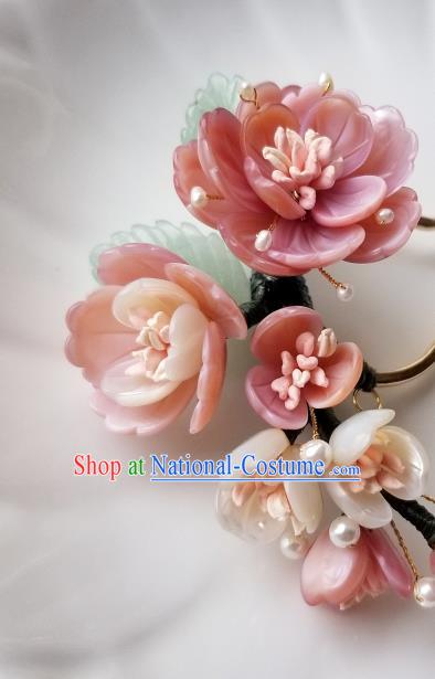 Chinese Classical Peach Flower Hair Comb Hanfu Hair Accessories Handmade Ancient Song Dynasty Empress Hairpins for Women