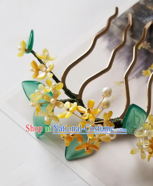 Chinese Classical Fragrans Hair Comb Hanfu Hair Accessories Handmade Ancient Princess Flowers Hairpins for Women