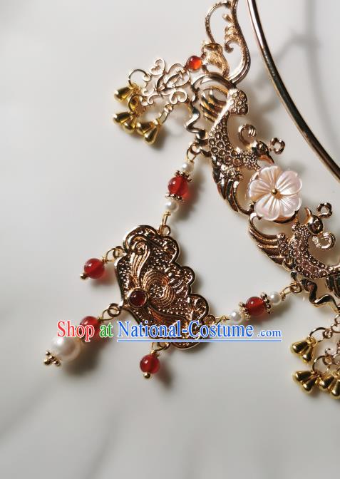 Chinese Handmade Golden Phoenix Necklet Classical Jewelry Accessories Ancient Empress Hanfu Necklace for Women