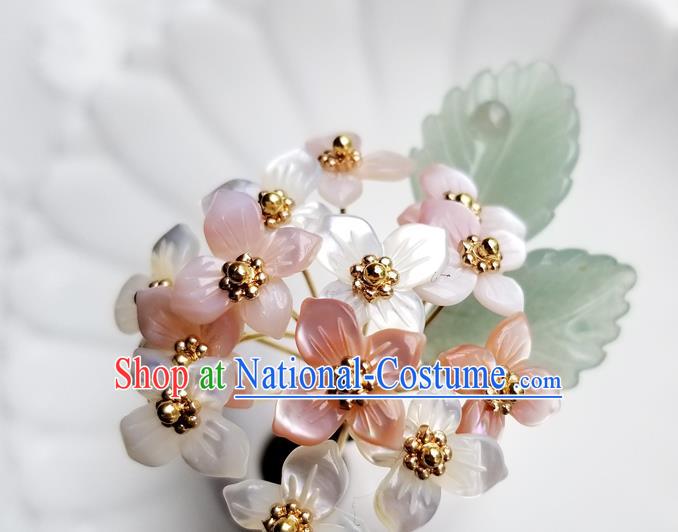 Chinese Classical Hydrangea Hair Clip Hanfu Hair Accessories Handmade Ancient Queen Shell Flowers Hairpins for Women