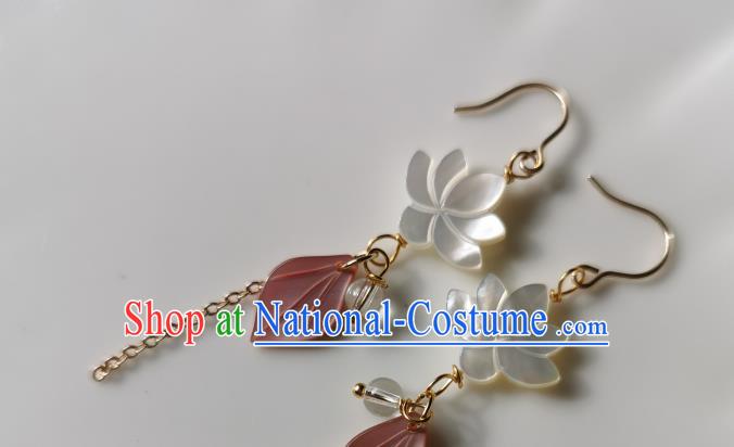 Handmade Chinese Ear Accessories Classical Eardrop Ancient Women Hanfu Shell Lotus Earrings