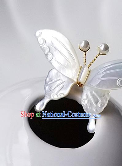 Chinese Classical White Shell Butterfly Hair Stick Hanfu Hair Accessories Handmade Ancient Song Dynasty Princess Hairpins for Women