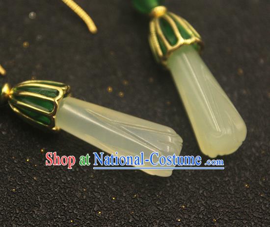 Handmade Chinese Jade Ear Accessories Classical Eardrop Ancient Women Hanfu Court Earrings