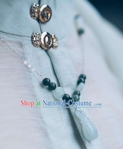 Chinese Handmade Jade Necklet Classical Jewelry Accessories Ancient Hanfu Necklace for Women