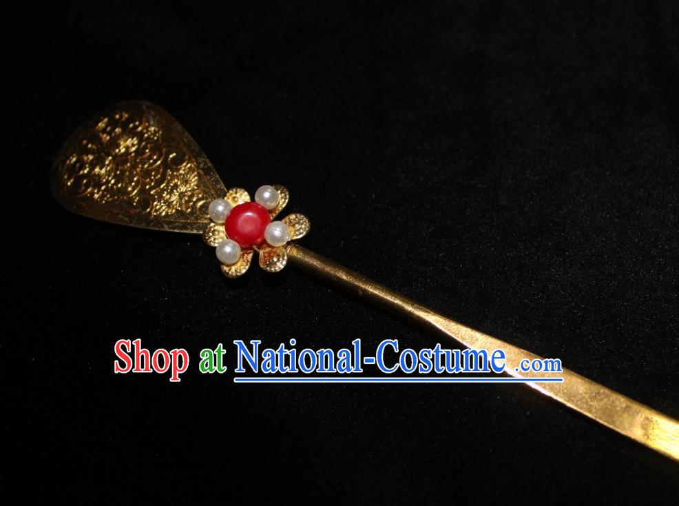 Chinese Classical Court Queen Golden Hair Clip Women Hanfu Hair Accessories Handmade Ancient Tang Dynasty Palace Empress Hairpins