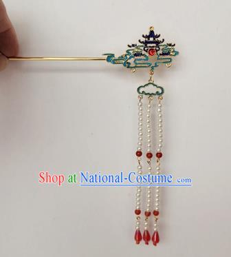 Chinese Classical Ancient Ming Dynasty Empress Tassel Hairpins Women Hanfu Hair Accessories Handmade Palace Hair Clip