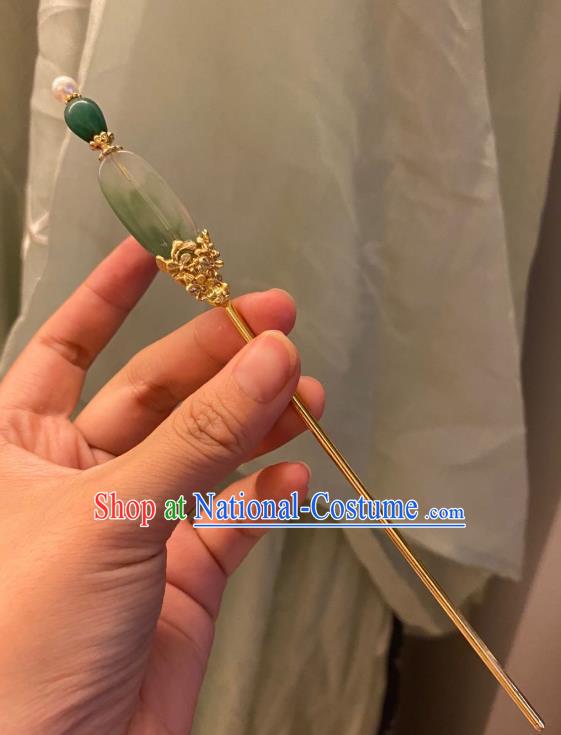 Chinese Ancient Court Empress Golden Hairpin Handmade Hanfu Hair Accessories Pearls Hair Clip