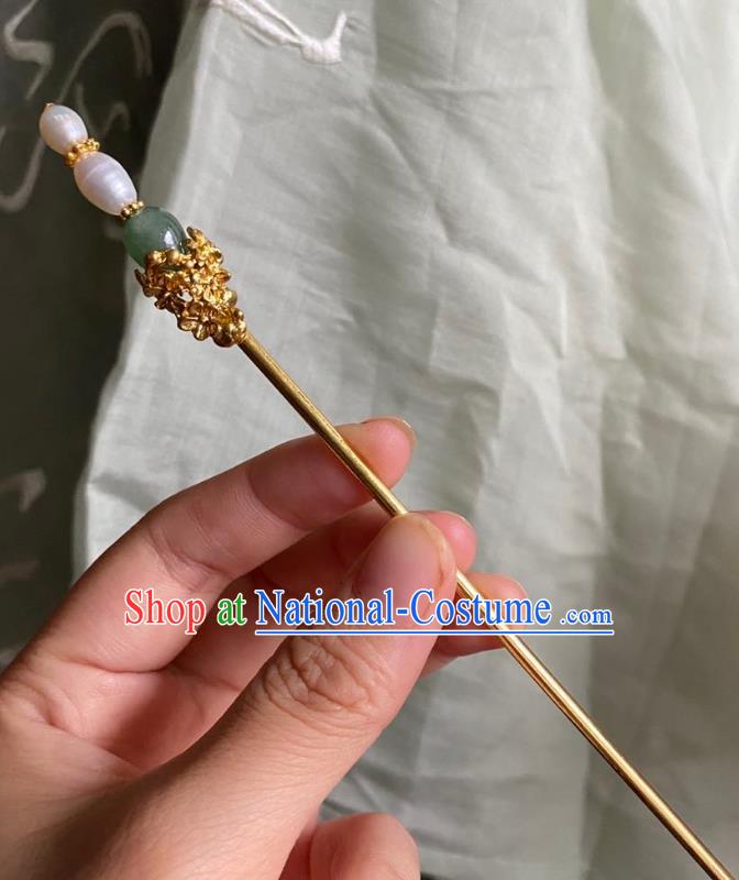 Chinese Ancient Court Empress Hairpin Handmade Hanfu Hair Accessories Golden Hair Clip