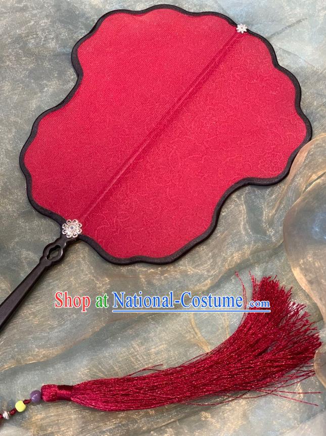 Chinese Classical Hanfu Silk Fan Ancient Song Dynasty Wedding Palace Fans Princess Red Fans